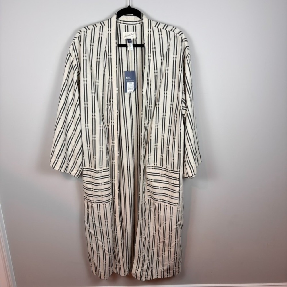 NEW Universal Threads Womens Artsy Oatmeal Striped Boho Duster OSFM NWT Cotton